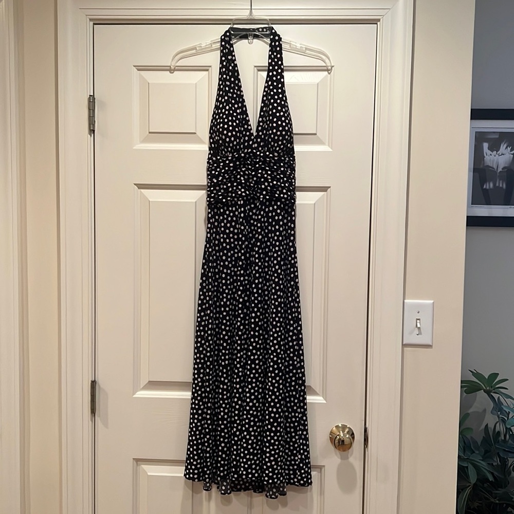 B&W polka dot halter dress, size 4, Anne Klein